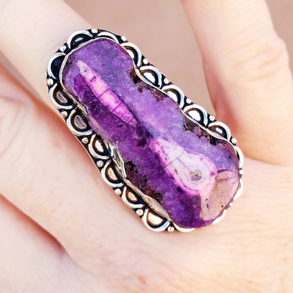 New Unique Purple Solar Quartz 925 Silver Ring. - Picture 3 of 16